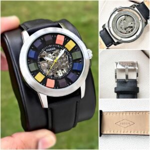 Men's multicolor dial Black strap Analog watch WT#4