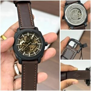Midnight Skeleton Automatic Leather Watch