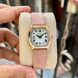 Classic roman dial with case & soft leather strap
