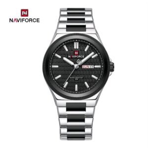 NAVIFORCE NF9285 Men’s Stainless Steel Bracelet Watch | Analog Quartz Calendar & Day-Date Display