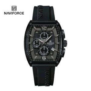NAVIFORCE NF6101 Men’s Quartz Chronograph Watch | Barrel Case & Flexible Silicone Strap