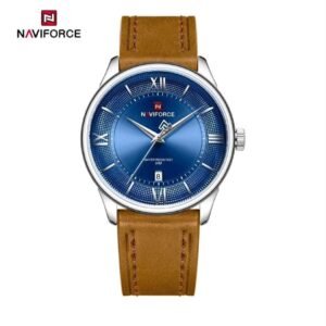 NAVIFORCE NF9272 Men’s Dress Watch | Slim Analog Quartz Calendar Watch with Genuine Leather Strap