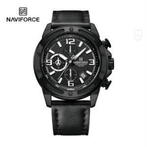 NAVIFORCE NF8074 Men’s Quartz Chronograph Watch | Genuine Leather Strap & Date Display