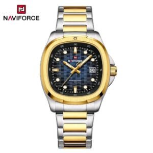 NAVIFORCE NF9240 Men’s Executive Watch | Square Case Analog Quartz Watch with Stainless Steel Bracelet