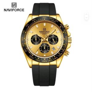 NAVIFORCE NF8054 GGB Men’s Chronograph Watch | Gold & Black Stainless Steel Bracelet