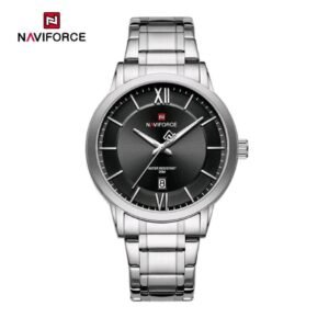 NAVIFORCE NF9254 SBS Men’s Quartz Chronograph Watch | Silver & Black Stainless Steel Bracelet